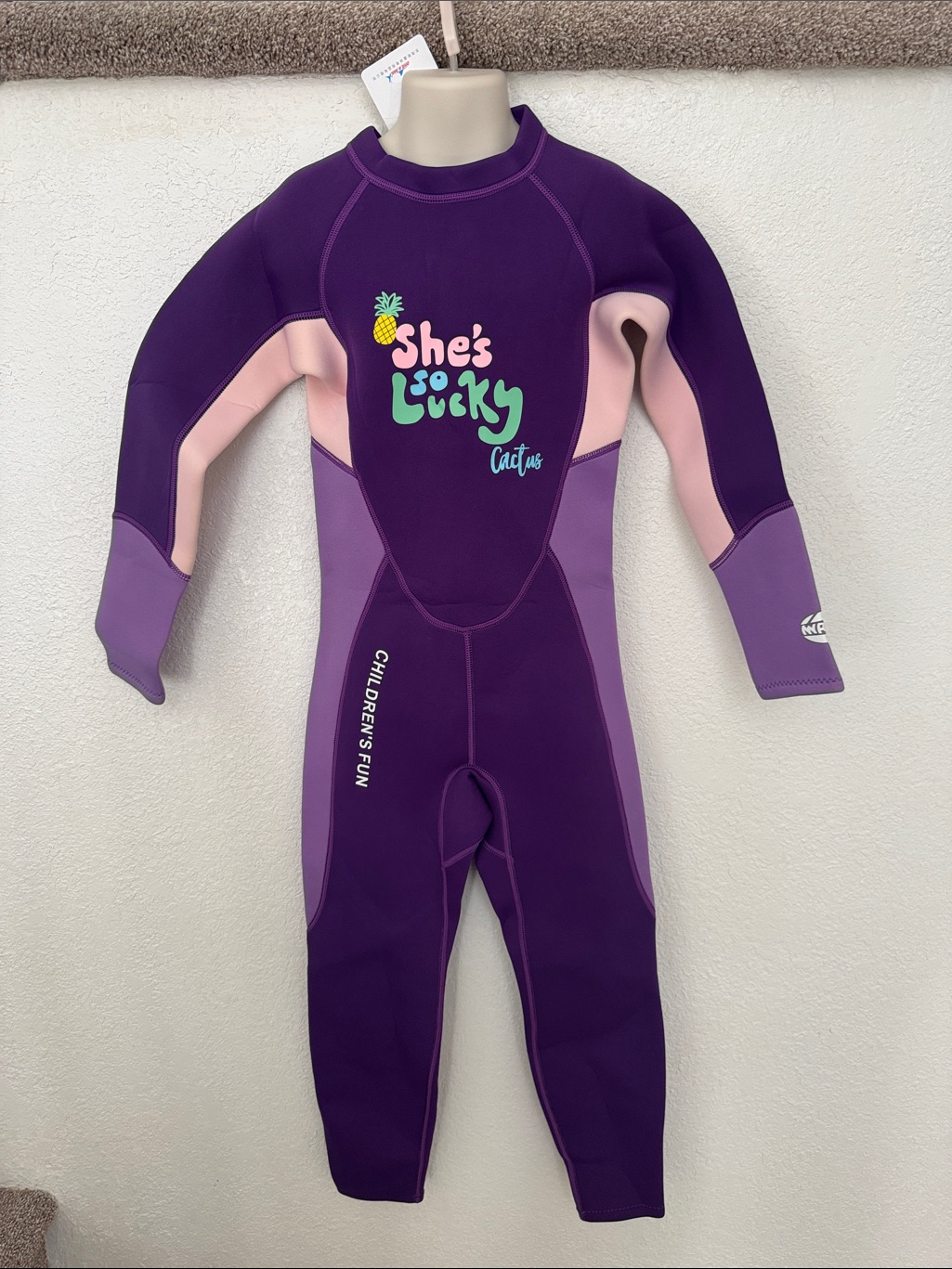 Dive & Sail Girls ‘She's So Lucky' Purple Pink Full-Body Wetsuit Size 10-12 Nwt